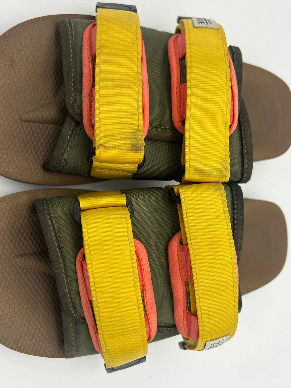 Suicoke Moto cab olive brown Nylon sandals Men’s size 8 Women’s size 10 shoes